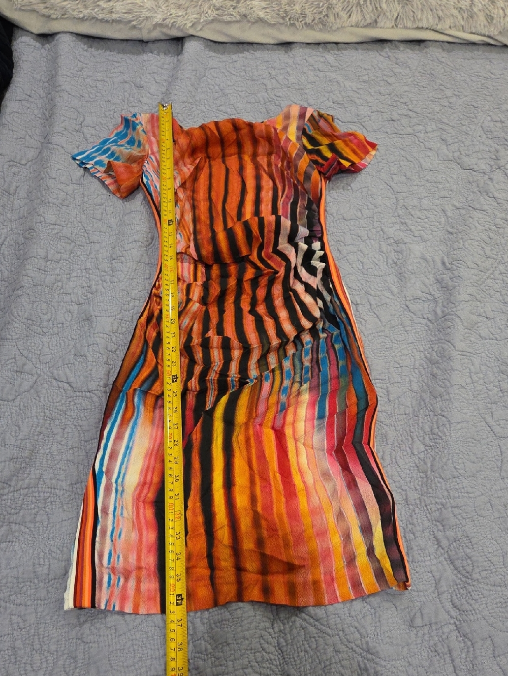 Tracy Reese Silk Multicolor Striped Women’s Dress Vibrant Orange & Blue Size 4! - Picture 10 of 10